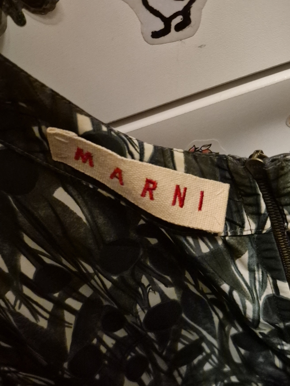 Marni Dark Green Painted Leaves Dress - Picture 2 of 4